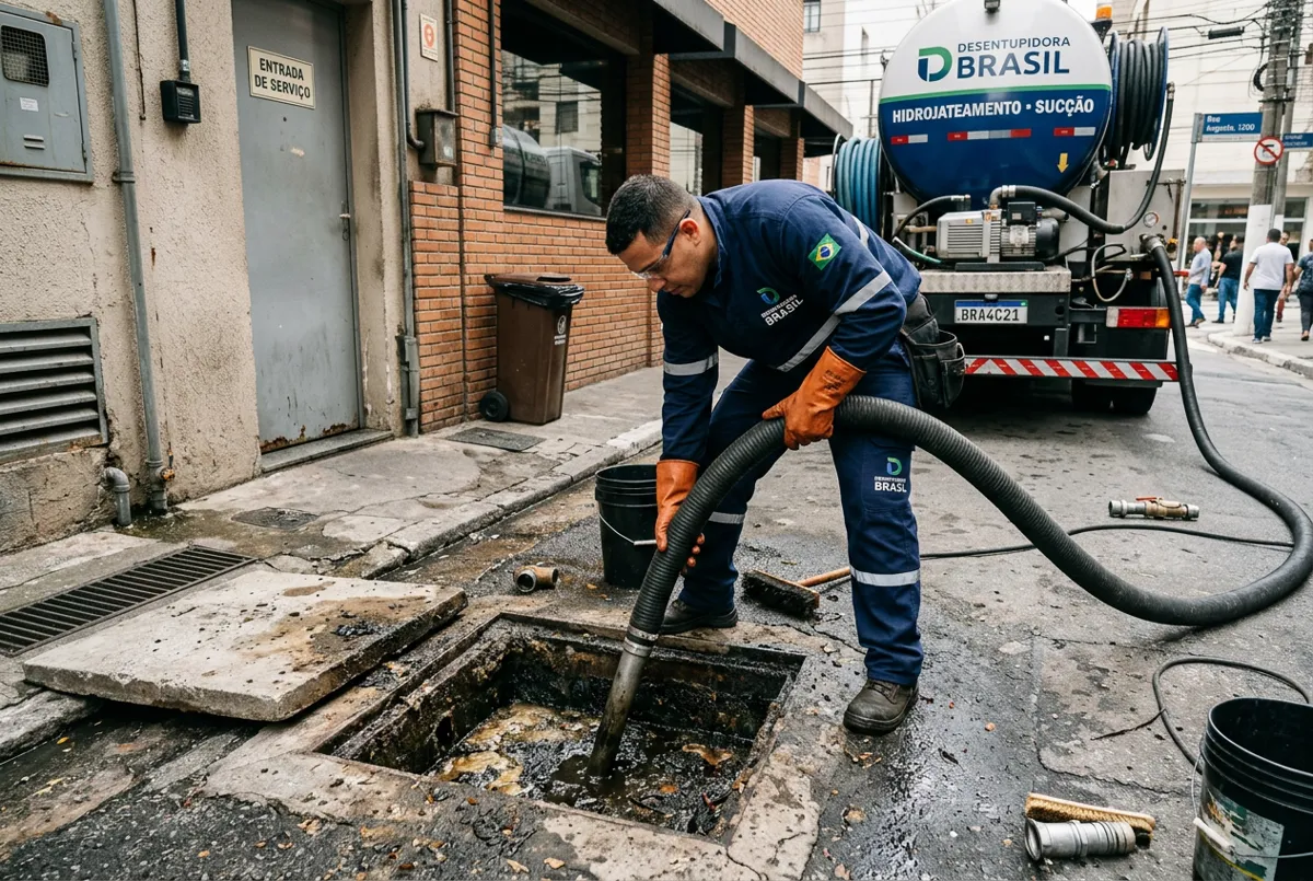 Desentupimento de Caixa de Gordura — Desentupidora São Paulo em atendimento